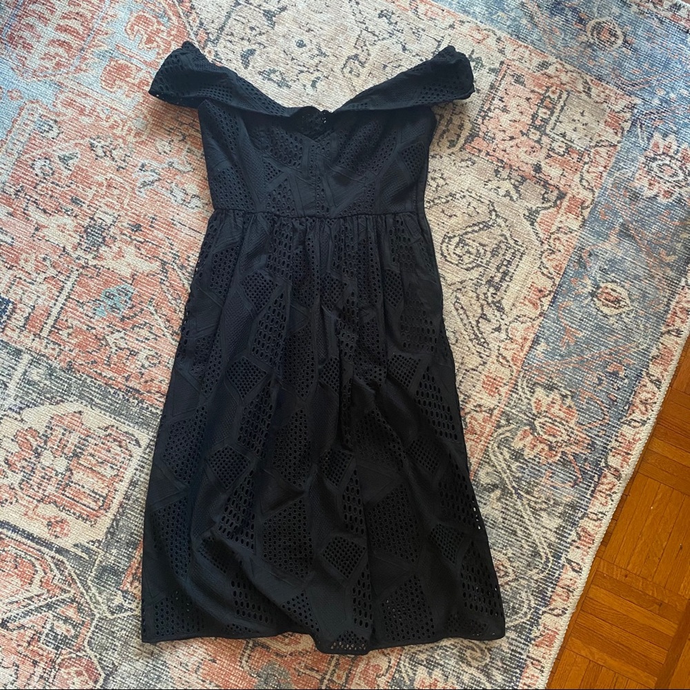 Milly black midi dress